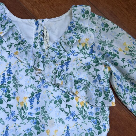Janie & Jack White Blue and Green Floral Swing Dress Size 10 - Picture 5 of 6
